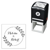 Tampon Auto-encreur Round Leaves Wreath Custom Names (En situation)