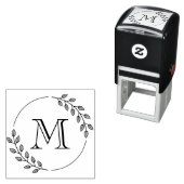 Tampon Auto-encreur Round Leaves Wreath Monogram Initial (En situation)