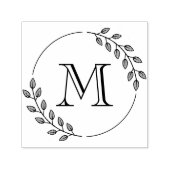 Tampon Auto-encreur Round Leaves Wreath Monogram Initial (Design)
