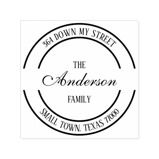 Tampon Auto-encreur Round Modern Logo Nom de famille Adresse de retour (Design)
