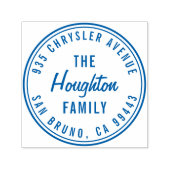 Tampon Auto-encreur Round Modern Script Nom de famille Adresse de reto (Design)