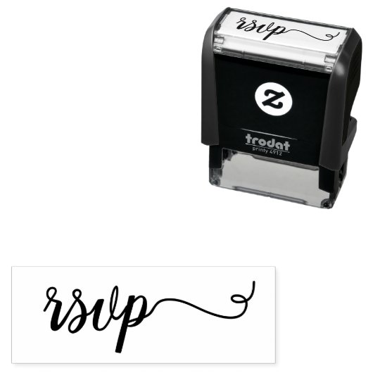 Tampon Auto-encreur RSVP simple script noir (En situation)