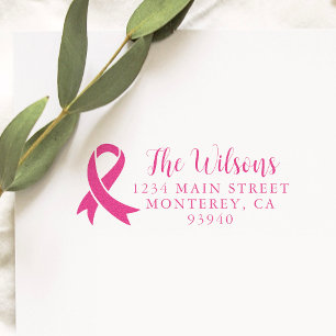 Tampon Auto-encreur Ruban de sensibilisation au cancer du sein Adresse