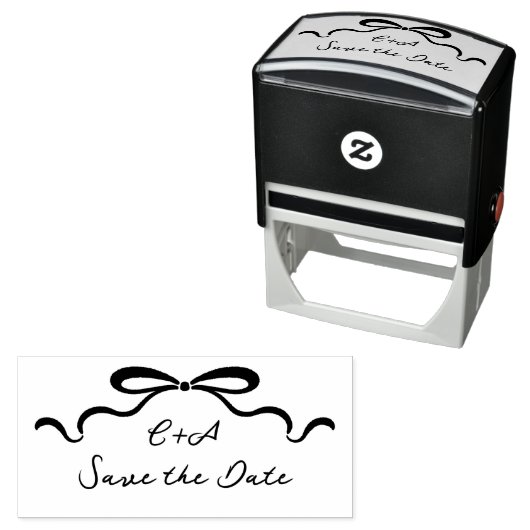 Tampon Auto-encreur Rubans encastrés et bow (En situation)