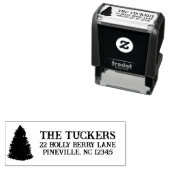 Tampon Auto-encreur Russe Pine Tree Christmas Adresse de retour (En situation)