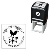 Tampon Auto-encreur Russe Weathervane #3 Round Library Nom du livre (En situation)