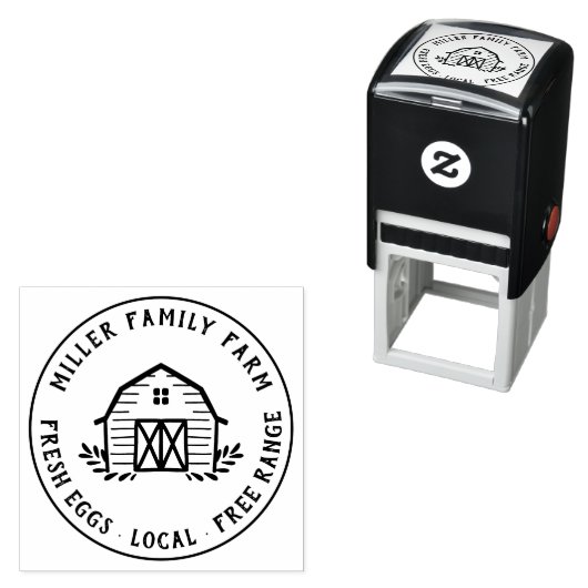 Tampon Auto-encreur Rustic American Family Farm Custom Round Egg (En situation)