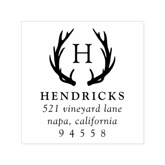 Tampon Auto-encreur Rustic Antler Monogram Adresse de retour (Design)