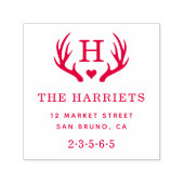 Tampon Auto-encreur Rustic Antlers Monogram Nom de famille Adresse de  (Design)