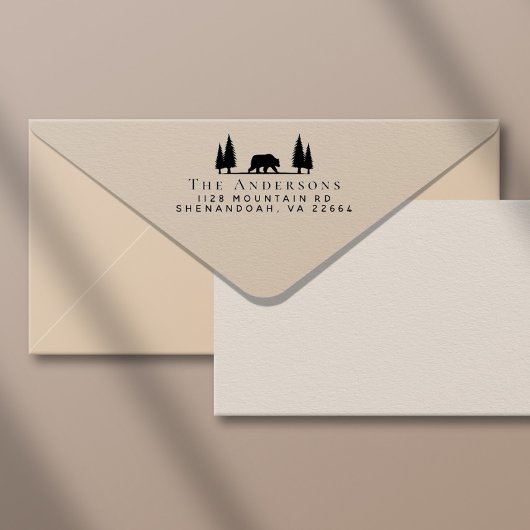 Tampon Auto-encreur Rustic Bear Forest Adresse de retour