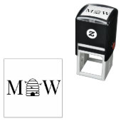 Tampon Auto-encreur Rustic Beehive with Bees Couple Wedding 2 Initial  (En situation)