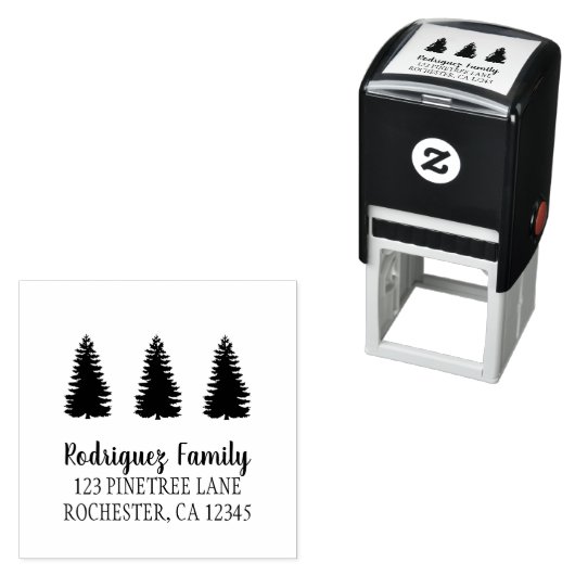 Tampon Auto-encreur Rustic country pin arbres retour adresse auto-inki (En situation)
