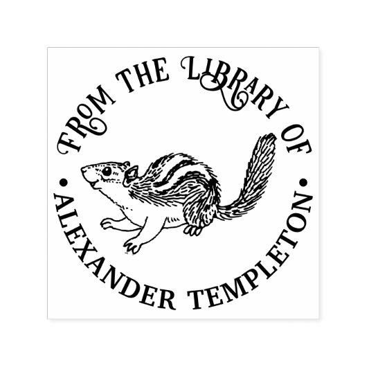 Tampon Auto-encreur Rustic Cute Chipmunk Library Nom du livre (Design)