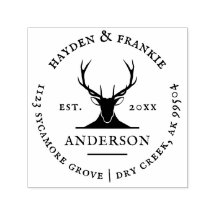 Rustic Deer Antlers Couple Vintage Adresse de reto