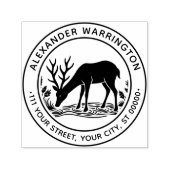 Tampon Auto-encreur Rustic Deer Boisson Eau Nom de famille Date Est (Design)