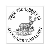 Tampon Auto-encreur Rustic Deer in Wild Round Library Nom du livre (Design)
