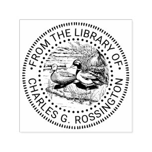 Tampon Auto-encreur Rustic Ducks at Water Edge Library Nom du livre