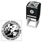 Tampon Auto-encreur Rustic Ducks in Reeds Nom Adresse de retour (En situation)