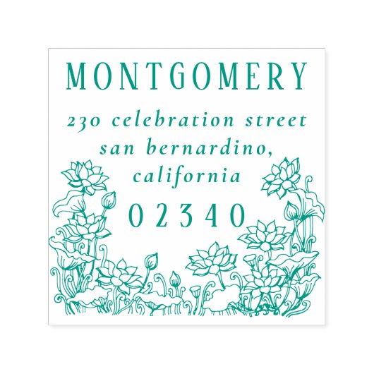 Tampon Auto-encreur Rustic Floral Border Nom de famille et adresse de (Design)