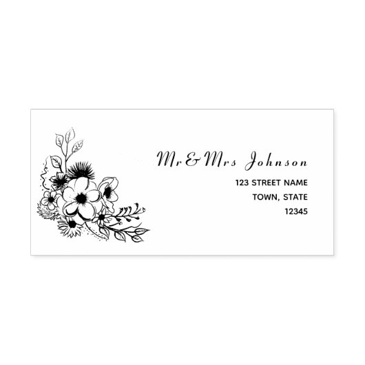 Tampon Auto-encreur Rustic Floral Mariage Adresse de retour (Design)