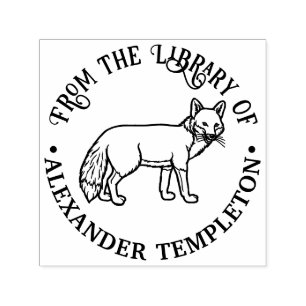 Tampon Auto-encreur Rustic Fox Outline "From the Library of" Nom du li