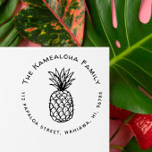 Tampon Auto-encreur Rustic Hand-Drawn Pineapple Family Adresse de reto