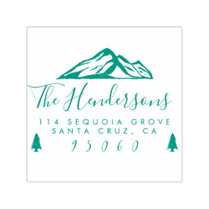 Tampon Auto-encreur Rustic Hipster Mountains Family Return Adresse