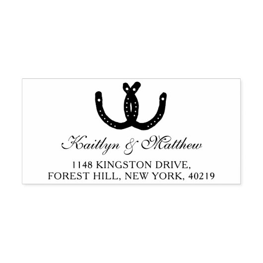 Tampon Auto-encreur Rustic Horseshoes Mariage Adresse de retour (Design)