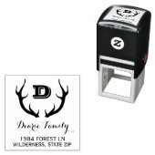 Tampon Auto-encreur Rustic Monogram Adresse de retour | Cerfs Antlers (En situation)