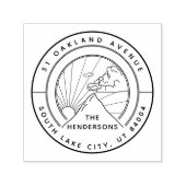 Tampon Auto-encreur Rustic Mountain Landcape Round Return Adresse (Design)