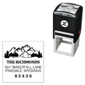 Tampon Auto-encreur Rustic Mountains & Pine Return Address (En situation)