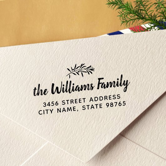 Tampon Auto-encreur Rustic Olive Branch Adresse de retour