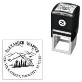 Tampon Auto-encreur Rustic Outdoors : Mountains Trees Nom Adresse (En situation)