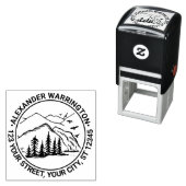 Tampon Auto-encreur Rustic Outdoors : Mountains Trees Nom Adresse #2 (En situation)