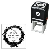 Tampon Auto-encreur Rustic Pine Wreath Holidays Adresse de retour (En situation)