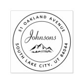 Tampon Auto-encreur Rustic Round Mountains Inspiré Adresse de retour (Design)