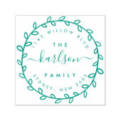 Tampon Auto-encreur Rustic Script & Wreath Nom de famille Adresse de r (Design)