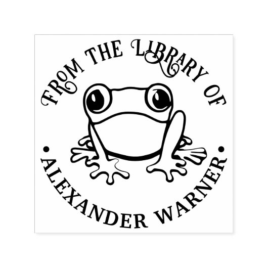 Tampon Auto-encreur Rustic Tree Frog #3 Amphibian Library Book Name (Design)