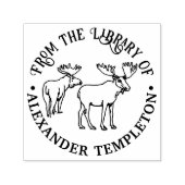 Tampon Auto-encreur Rustique 2 Orignal avec Bois de Cerf Nom du livre  (Design)