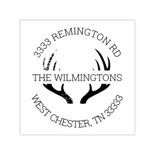 Tampon Auto-encreur Rustique Antlers Round Return Adresse