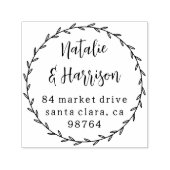 Tampon Auto-encreur Rustique Botanique Pays Wreath Adresse du Mariage (Design)