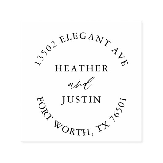 Tampon Auto-encreur Rustique Calligraphie Mariage Adresse circulaire (Design)