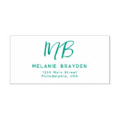 Tampon Auto-encreur Sage Green Simple Deux Monogrammes Nom Adresse de  (Design)