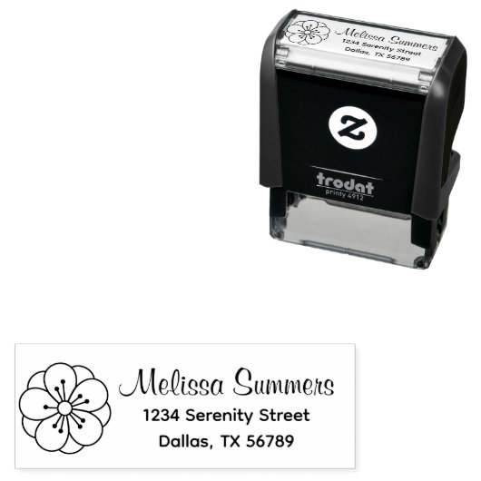 Tampon Auto-encreur Sakura Cherry Blossom Adresse Flower (En situation)