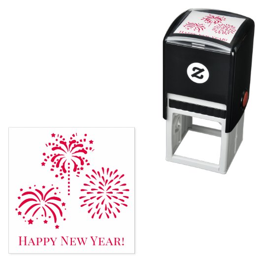 Tampon Auto-encreur Salutation avec Fireworks #2 Bonne année (En situation)