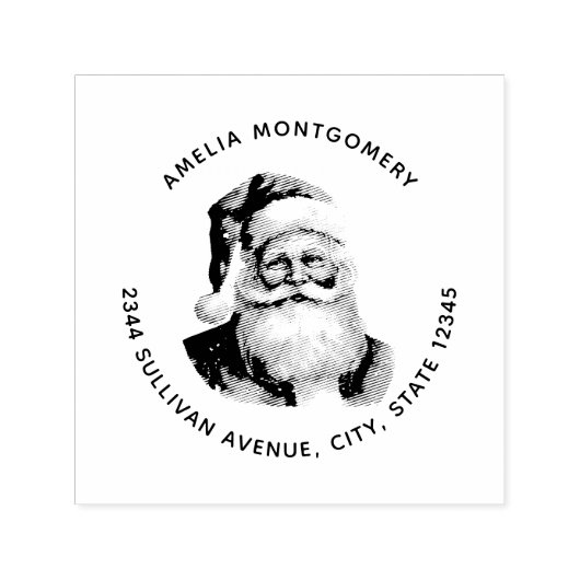 Tampon Auto-encreur Santa Claus Rétro Adresse de Noël (Design)