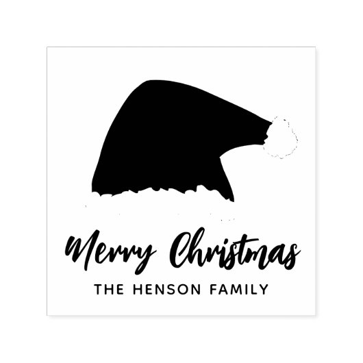 Tampon Auto-encreur Santa Clause Casquette Joyeux Noël Script Famille (Design)