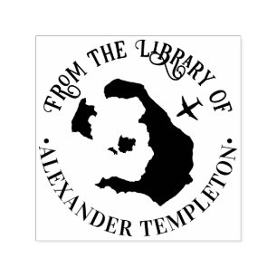 Tampon Auto-encreur Santorin Grèce Carte Plan Ronde Bibliothèque Nom d