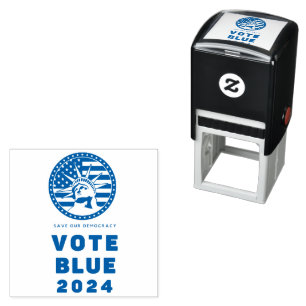 Tampon Auto-encreur Save Democracy Vote Blue 2024 Election