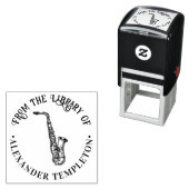 Tampon Auto-encreur Saxophone Musical Instrument Rnd Library Nom du li (En situation)
